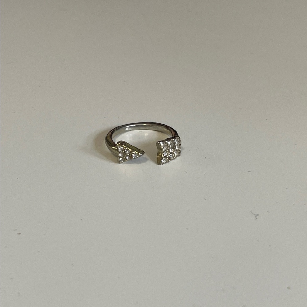 Silver Adjustable Ring with Crystal Accents